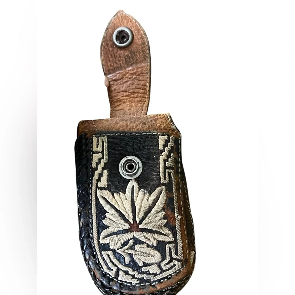 Leather Phone Holster with Floral Design- belt accessory